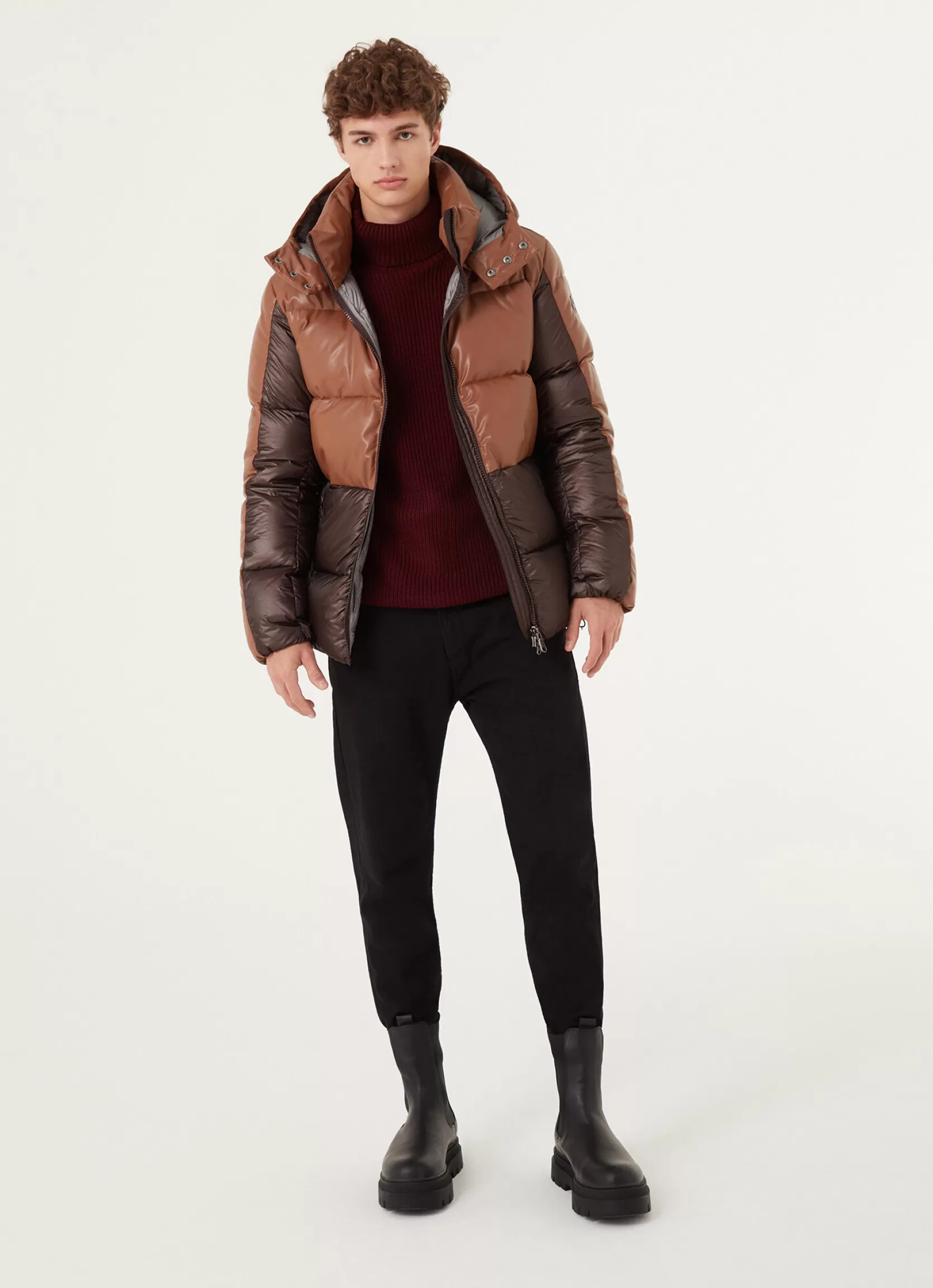 Colmar Down jacket with detachable hood in eco-leather | man Outlet