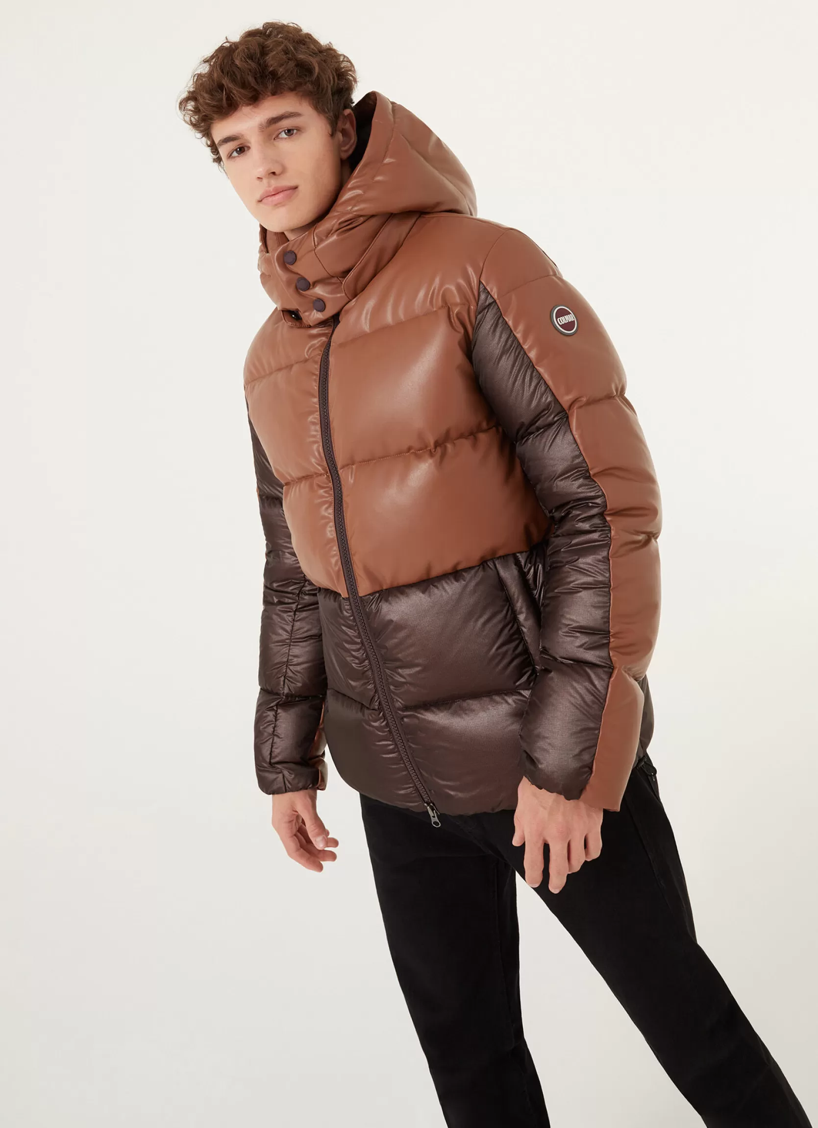 Colmar Down jacket with detachable hood in eco-leather | man Outlet