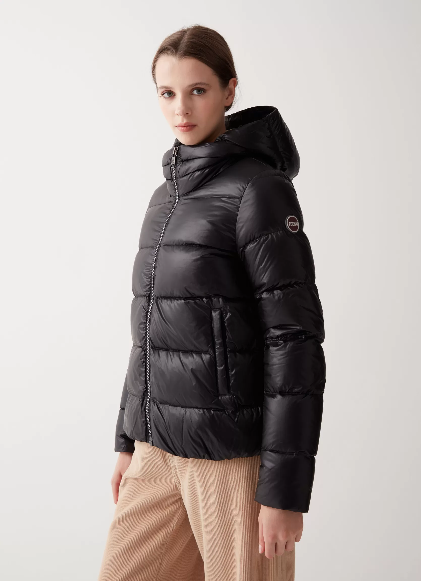 Colmar Iridescent down jacket with hood and maxi collar | woman Winter Down Jackets