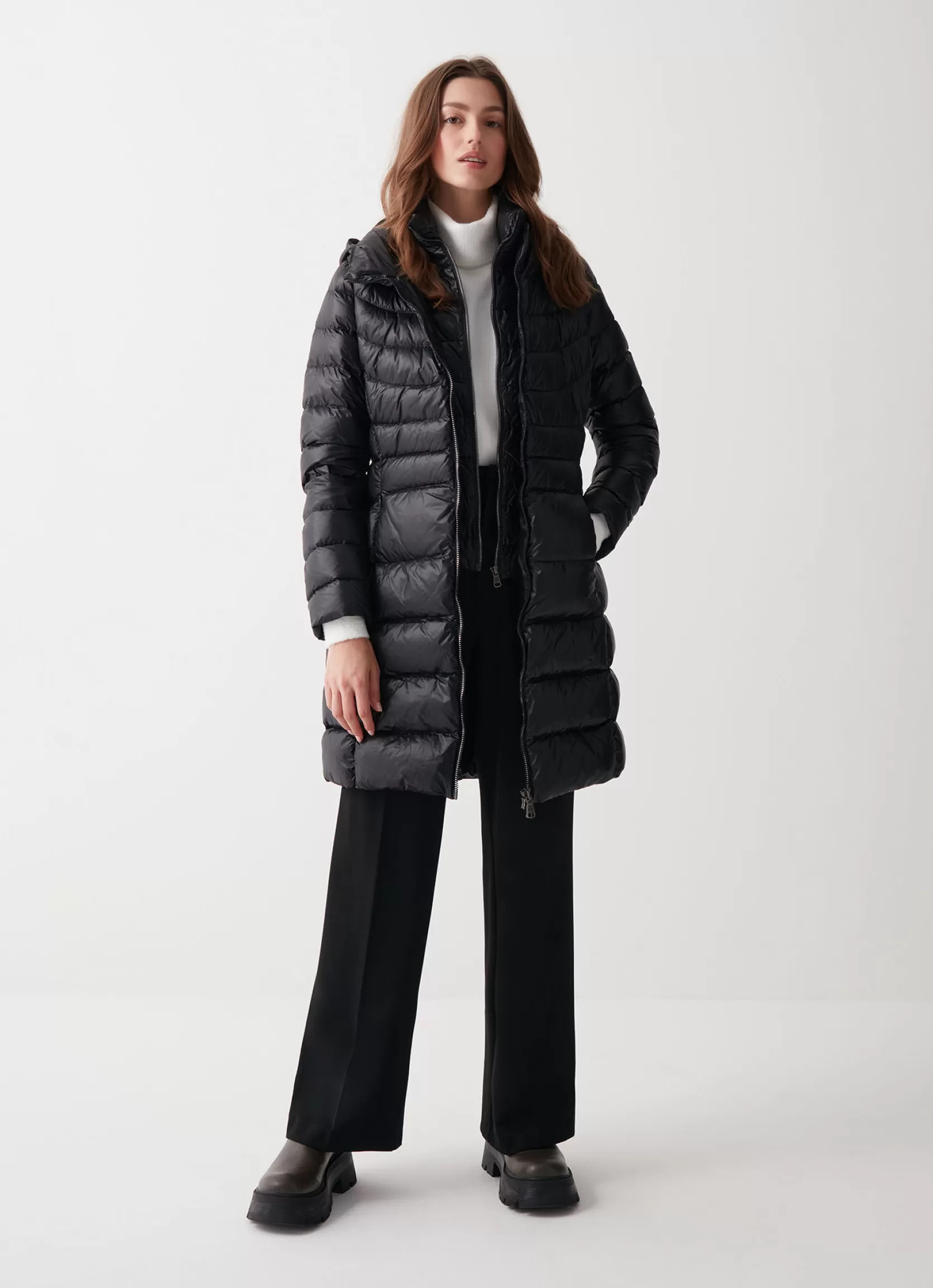 Colmar Long iridescent down jacket with bib | woman Winter Down Jackets